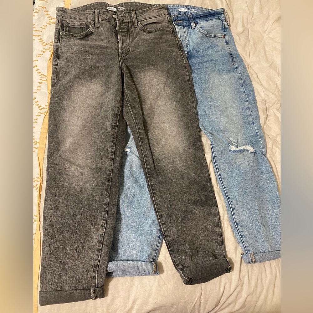 2 for 1 old navy jeans size 8 high rise O.G. Straight blue and black gray